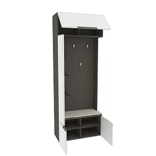 Секция с вешалкой и полками, фасады в эмали LE409 L/R