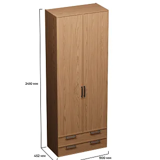 Шкаф двустворчатый с ящиками, фасады натуральный шпон L-211.44