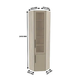 Шкаф угловой книжный со стеклом L247 с подсветкой