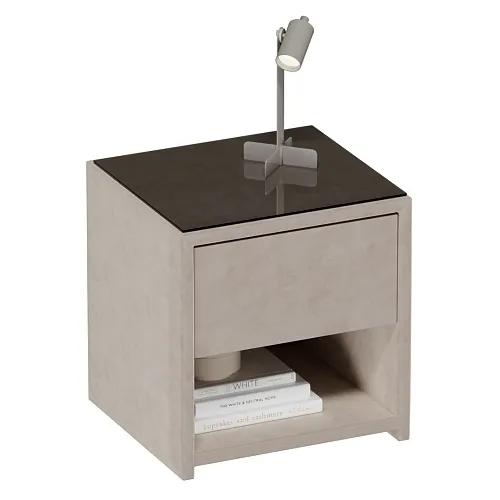 Тумба прикроватная мягкая, стекло прозрачное САНРАЙС 751