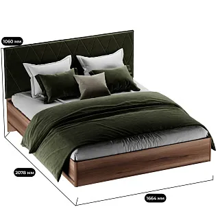 Кровать двуспальная Lazio с парящим эффектом и мягким чехлом в полоску, 160x200