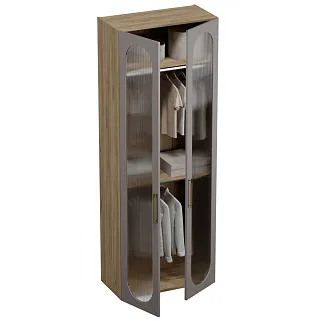 Шкаф двухдверный узкий, фрезерованные фасады в эмали LE210.44-1