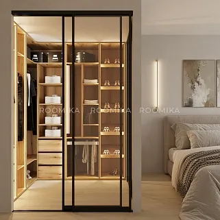 Шкаф с выдвижным зеркалом и выдвижной брючницей с подсветкой M600.60-7