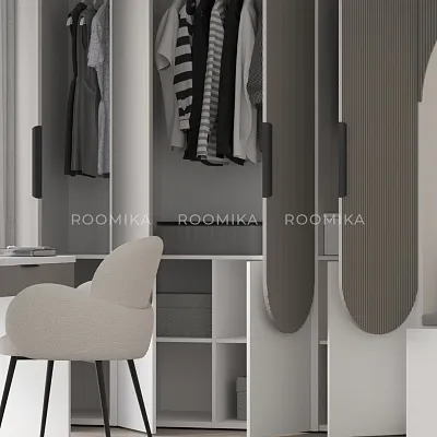 Шкаф для одежды, фрезерованные фасады в эмали LЕ251.60-2 L/R