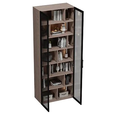 Шкаф-стеллаж со стеклянными фасадами с подсветкой R212