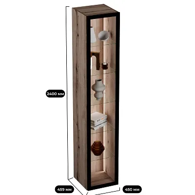 Шкаф со стеклянными фасадом полки стекло с подсветкой R220.1