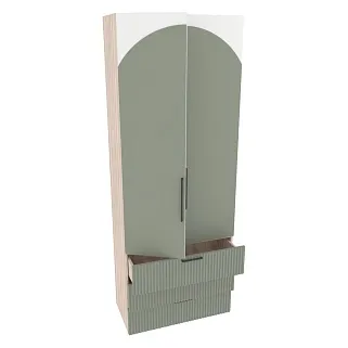 Шкаф книжный/для одежды с тремя ящиками, фрезерованные фасады в эмали LE213