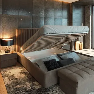 Кровать двуспальная мягкая ASTI  с подъемным механизмом, 160x200