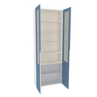 Шкаф книжный со стеклом, фасады в эмали LE240 с подсветкой