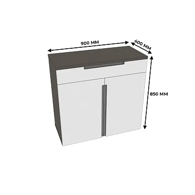 Тумба широкая 2 дверная с ящиком, фасады в эмали LE-876