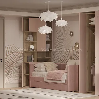 Шкаф двухдверный с фальш стенкой и нишей, фрезерованные фасады в эмали LE212.3