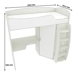 Кровать-чердак с рабочей зоной P906, 90x200