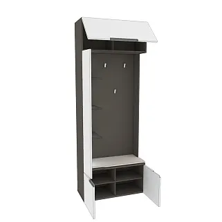 Секция с вешалкой и полками с подсветкой, фасады в эмали LE409 L/R