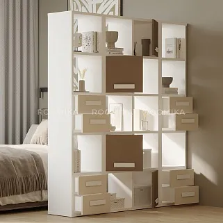 Cтеллаж сквозной книжный на 5 ниш с ящиками E805