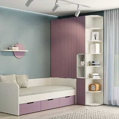 Шкаф двухдверный с фальш-панелью, фрезерованные фасады в эмали LE212.4-90