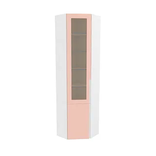 Шкаф угловой книжный со стеклом, фасады в эмали LE247 с подсветкой