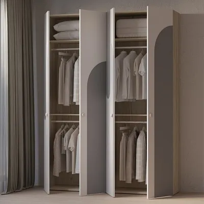 Шкаф двухдверный узкий, фрезерованные фасады в эмали LE210.44-1