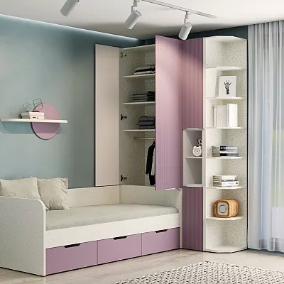 Шкаф двухдверный с фальш-панелью, фрезерованные фасады в эмали LE212.4-90