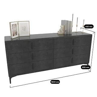 Комод мягкий, стекло прозрачное, ножки черные GRACE786