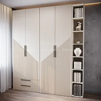 Шкаф 2 дверный с ящиками, фрезерованные фасады в эмали LE-211.44