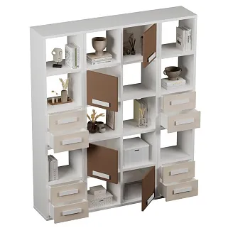 Стеллаж сквозной книжный на 15 ниш с ящиками E805,E810