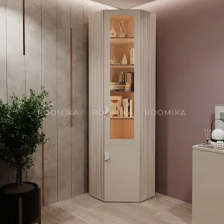 Шкаф угловой книжный со стеклом LG247 с подсветкой