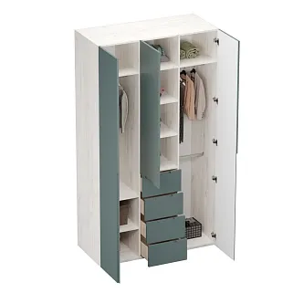 Шкаф трехдверный с ящиками глубокий, фасады в эмали LE203.60