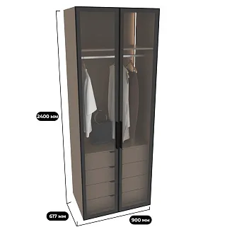 Шкаф для спальни с четырьмя ящиками и штангой с подсветкой R210.60-3