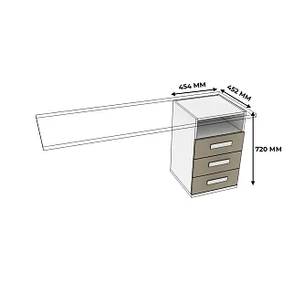 Тумба опора для стола с ящиками и нишей E705