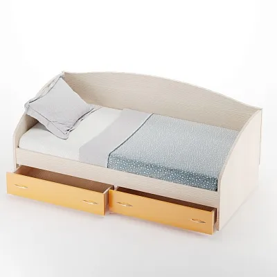 Кровать односпальная с ящиками и бортиком P902N, 90x190