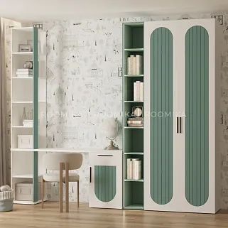 Шкаф двухдверный узкий, фрезерованные фасады в эмали LE210.44-1