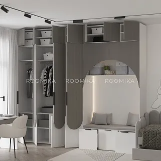 Шкаф для одежды, фрезерованные фасады в эмали LЕ251.60-1 L/R