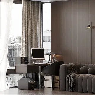 Кабинет в древесных оттенках №6