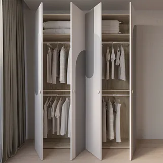 Шкаф двухдверный узкий, фрезерованные фасады в эмали LE210.44-1