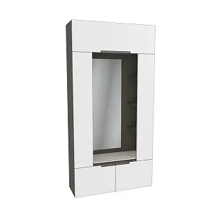 Секция с зеркалом и полками с подсветкой, фасады в эмали LE408