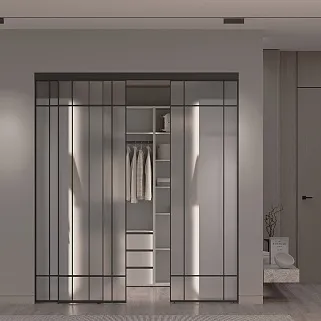 Сатинированная перегородка для гардеробной, стекло Сатинато GRACE 16