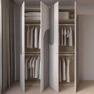 Шкаф двухдверный узкий, фрезерованные фасады в эмали LE210.44-1