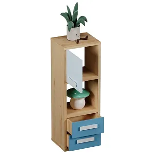 Cтеллаж сквозной книжный на 3 ниши с фасадом и ящиками E803