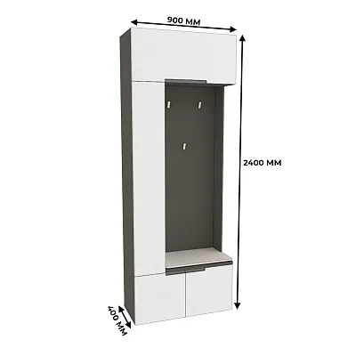 Секция с вешалкой и полками с подсветкой, фасады в эмали LE409 L/R