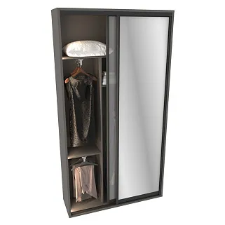 Шкаф-купе ХG146.45-3, профиль INTEGRO, фасад зеркало серебро/стекло Сатинато белое