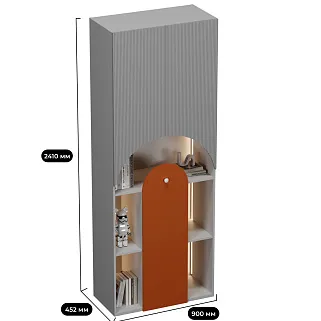 Стеллаж для книг с подсветкой, фрезерованные фасады в эмали LЕ253.44 L/R
