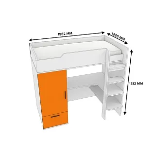 Кровать-чердак с рабочей зоной L909, 90x190 L/R
