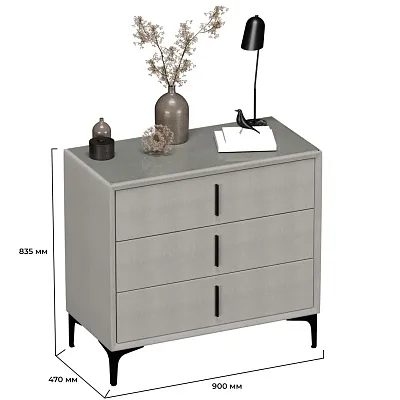 Комод мягкий, стекло прозрачное, ножки черные GRACE793