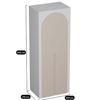 Шкаф 2 дверный, фрезерованные фасады в эмали LE-210.60-2