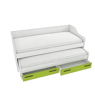 Кровать с выдвижным спальным местом L910, 90x200
