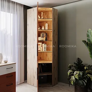 Шкаф угловой книжный со стеклом разносторонний с подсветкой L247.44 L/R