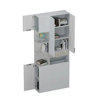 Шкаф с нишей с подсветкой, фрезерованные фасады в эмали LE212.3-90