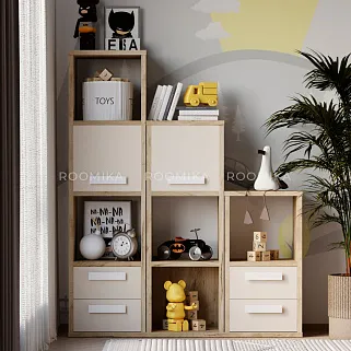 Cтеллаж сквозной книжный на 4 ниши с фасадом E804