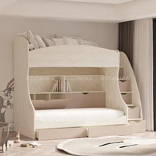 Кровать двухъярусная E980 с лестницей комодом