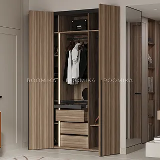 Шкаф со складными дверями, со стеклянной полкой в металлическом профиле с подсветкой L264